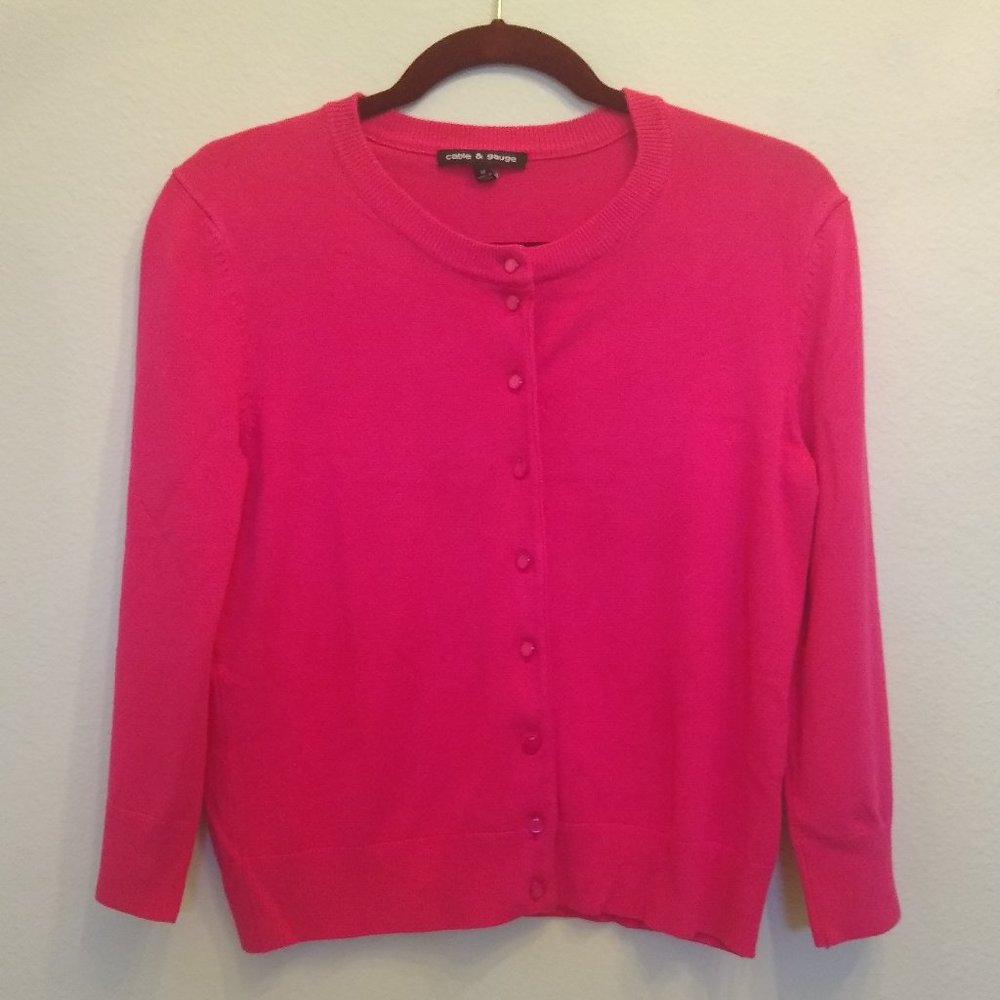 Cable & Gauge hot pink cardigan